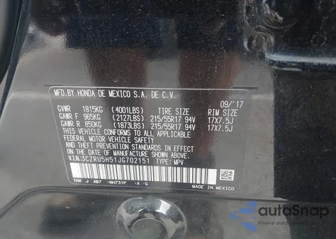 2018 Honda Hr-V Ex from USA, damaged, VIN 3CZRU5H51JG702151